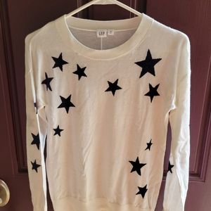 Gap White Sweater with Navy Stars - Women's XS